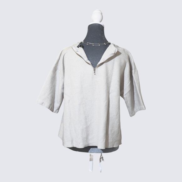 Ann Taylor Wool Blend Top Sz XL Short Sleeve Crew Neck Minimalist Quiet Lux EUC - Picture 3 of 4